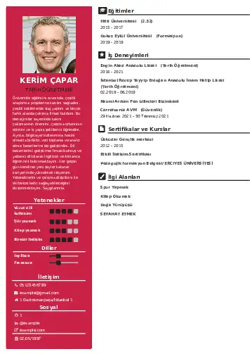 Tarih Öğretmeni Cv Örnekleri cv indir